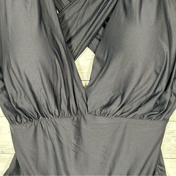Anthropologie Zinnia Padded Plunge One Piece Swimsuit Sleeveless Black Size 2X - Picture 5 of 10